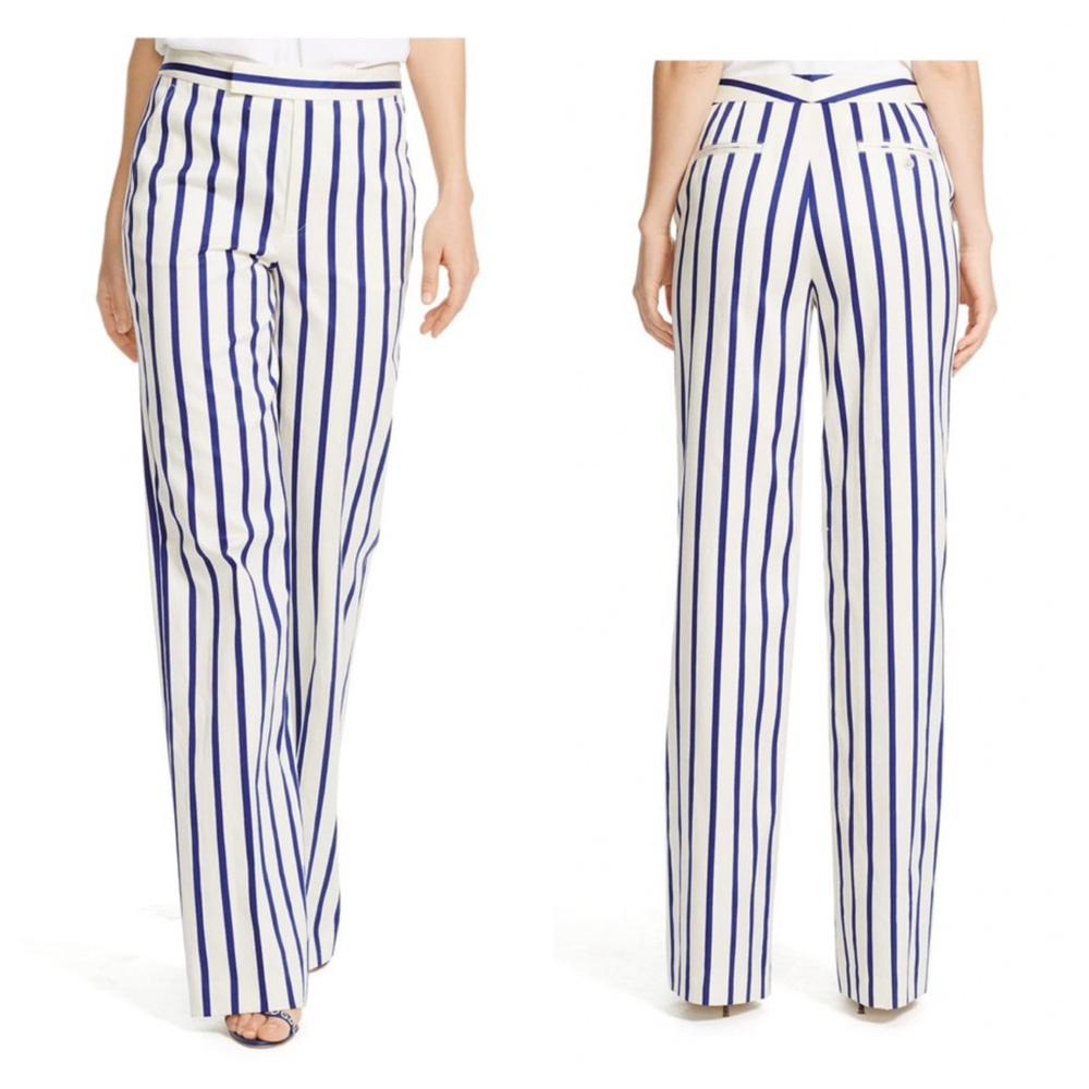 NEW Polo by Ralph Lauren White and Blue Vertical Stripe Wide Leg Pants.
